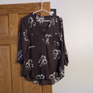 Maurices Chocolate Floral Blouse